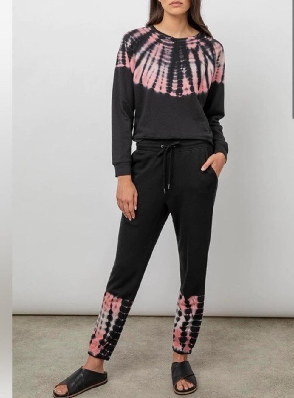 Rails Theo & Kingston Set Womens Small Black Skelton Tie Dye Lounge Athleisure